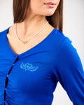 The Button Me Up Lounge Top Blue