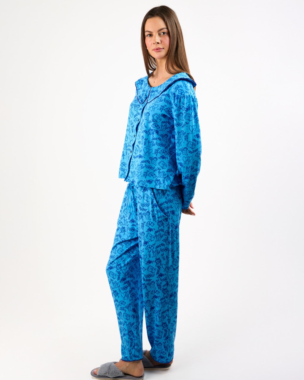 The Ruffle Pyjama - Bottoms Blue