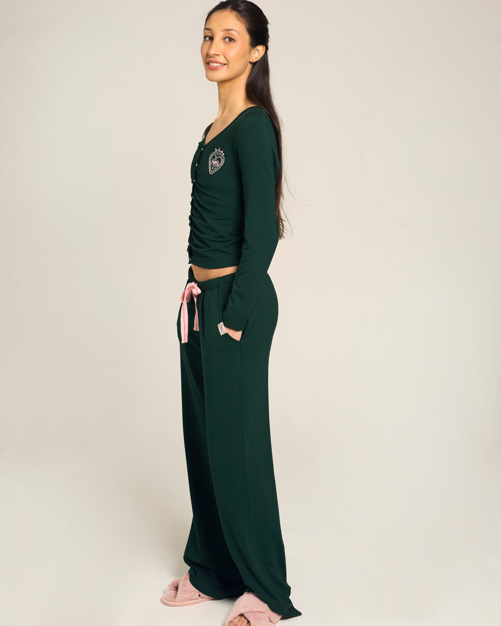 The Button Me Up Lounge Top Green