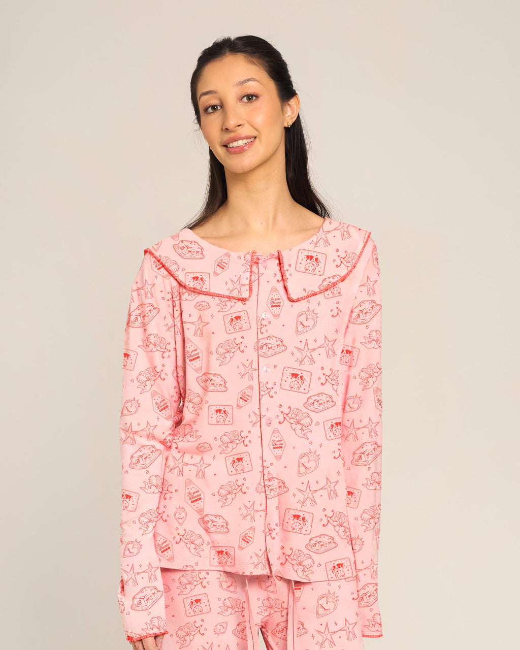 The Ruffle Pyjama Set - Top Pink