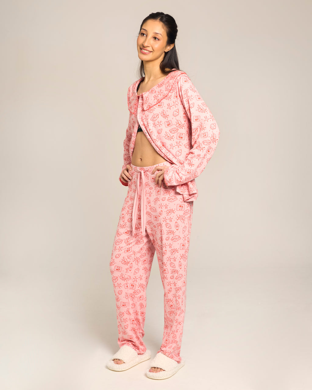The Ruffle Pyjama Set - Bottoms Pink