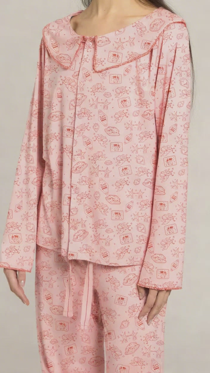 The Ruffle Pyjama Set - Top Pink